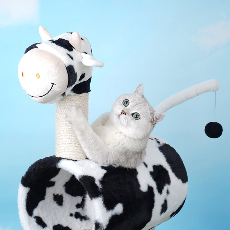 Cow Cat Climbing Tree