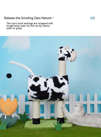 Cow Cat Climbing Tree