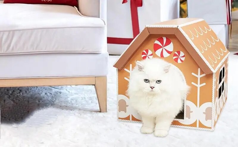 Cardboard Cat House Christmas Outdoor Cat House