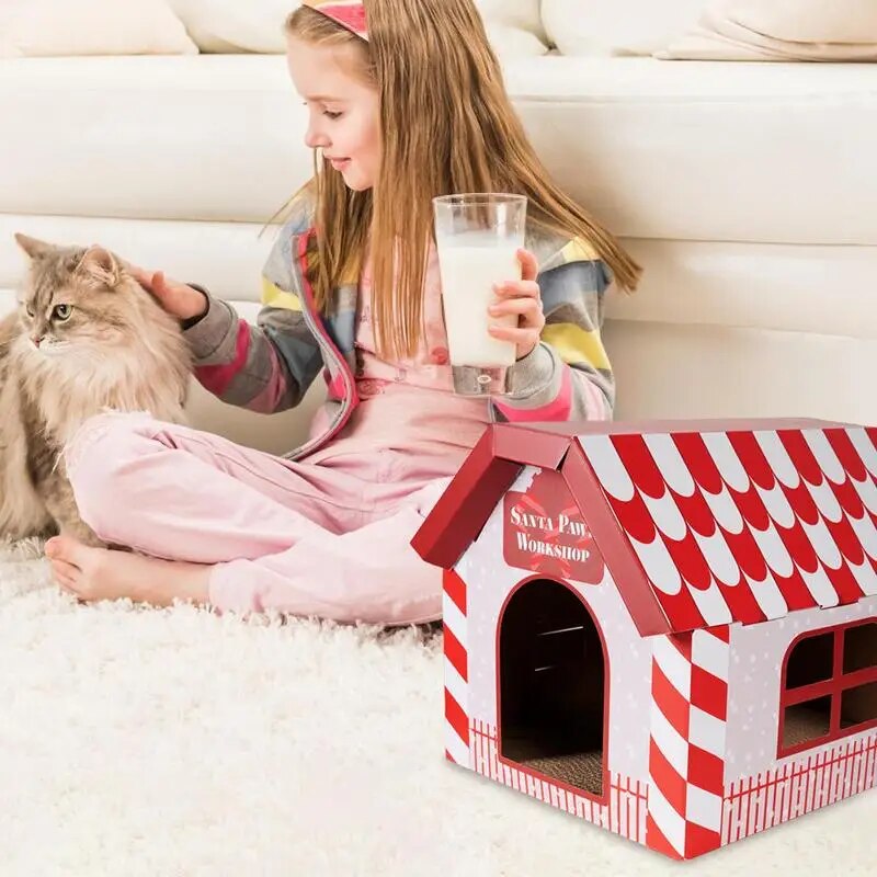 Cardboard Cat House Christmas Outdoor Cat House