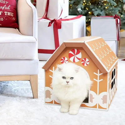 Cardboard Cat House Christmas Outdoor Cat House