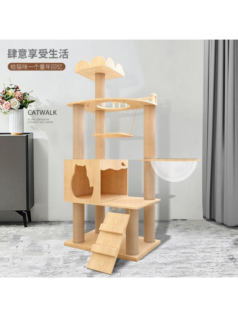 Small Cat Climbing Frame Cat Litter Cat Tree Cat Jumping Platform One Scratching Post Solid Wood Cat Villa Cat Toy