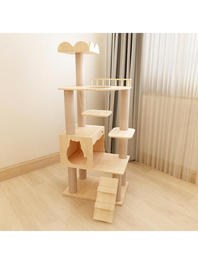 Small Cat Climbing Frame Cat Litter Cat Tree Cat Jumping Platform One Scratching Post Solid Wood Cat Villa Cat Toy